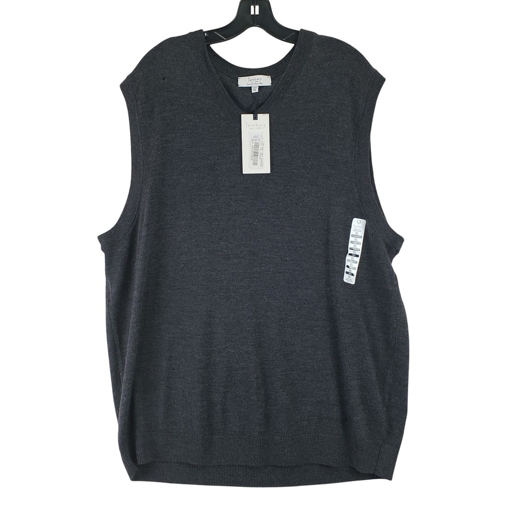 Turnbury Extra Fine Merino Wool Sweater Vest‎ Mens XL Charcoal Heather Classic